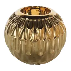 MARRES - Portavela Texturizado Cerámica 10.5x9 cm Oro Deluxe