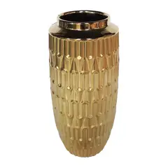 MARRES - Jarrón Texturizado Cerámica 13x30 cm Oro Deluxe