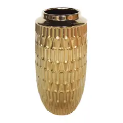MARRES - Jarrón Texturizado Cerámica 12x25 cm Oro Deluxe