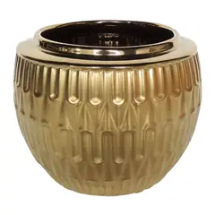 MARRES - Jarrón Texturizado Cerámica 20x16 cm Oro Deluxe