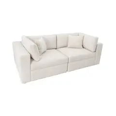 MUEBLES DE LUJO - Sofá Emperador 3 Puestos Tela Pet Friendly Antifluidos 200x95x81 Blanco