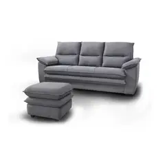 undefined - Sofá con Puff Giorgio 2 Puestos Tela Antifluidos 160x90x90 Gris