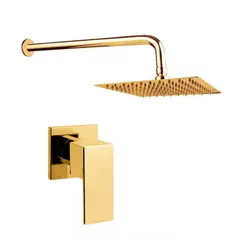 GRIFOS CENTER - Kit Ducha Dorada 20cm+tubo+registro Manija Ducha Migliore