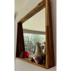 GENERICO - Espejo 3mm 83x59x1.8 cm Teca Tipo Repisa