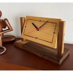 GENERICO - Reloj Mesa 24x15x1.0 cm Teca