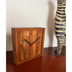 GENERICO - Reloj Mesa 15x15x4 cm Cuadrado Teca