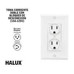 HALUX - Tomacorriente Con Bloqueo De Desconexión + Tapa
