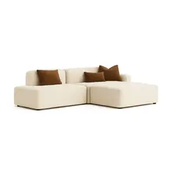 MUEBLES DE LUJO - Sofá en L Derecho Sky Tela Antifluidos Beige 220x95x75