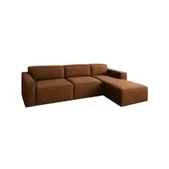 MUEBLES DE LUJO - Sofá en L Derecho Leonys Tela Antifluidos Marrón 260x75x70
