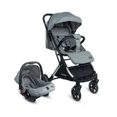 BEBESIT - Coche para Bebé con Portabebe Travel System Compacto Pixel Gris