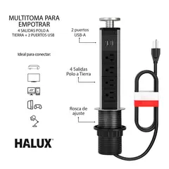 HALUX - Multitoma Para Empotrar En Mesas Escritorios 4 Sal