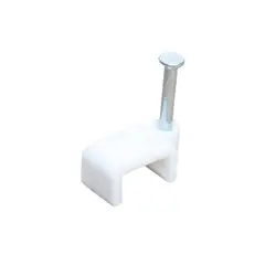 FULGORE - 100 Grapas para Cable Recto 10 Mm Blanco Con Clavo x 10 Unidades