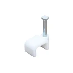 FULGORE - 100 Grapas para Cable Recto 8 Mm Blanco Con Clavo x 20 Unidades
