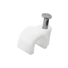FULGORE - 100 Grapas para Cable Curvo 5 Mm Blanco Con Clavo x 20 Unidades