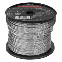 FIERO - Guaya de Acero 1/8" Sin Forro de PVC de 75 m Carga 560 kg x 2 Unidades