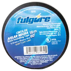 FULGORE - Cinta de Aislar Negra 18 Metros 19 Mm x 0.18 Mm x 10 Unidades