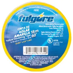 FULGORE - Cinta de Aislar Amarilla 18 Metros 19 Mm x 0.18 Mm x 10 Unidades