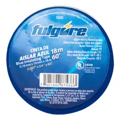 FULGORE - Cinta de Aislar Azul 18 Metros 19 Mm x 0.18 Mm x 10 Unidades