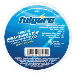 FULGORE - Cinta de Aislar Blanca 18 Metros 19 Mm x 0.18 Mm x 10 Unidades
