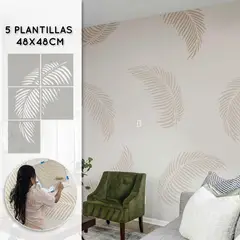 VAMARU STENCILS - Plantilla para Pintar Vamarú Stencils Hoja de Palma 48x48 Cm x 5 Unidades