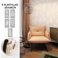 VAMARU STENCILS - Plantilla para Pintar Vamarú Stencils Colección Botanico 48x25 Cm 5 Und