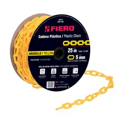 FIERO - Carrete de Cadena Plástica Amarilla de 25 M. Espesor 5 Mm x 2 Unidades