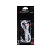 DAIRU - Cable Teléfono 2,1 Metros-7 Ft Blanco Plano Rj-11