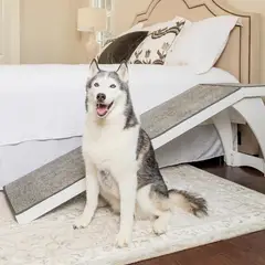 PETSAFE - Rampa para Mascotas CozyUp con Alfombra Antideslizante Blanca