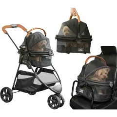 PET GEAR - Coche 3 EN 1 Mascotas 47x44x49cm Pequeño Rosado