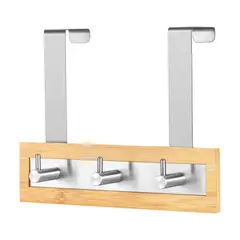 TOILETTREE PRODUCTS - Toallero de Puerta de Acero Inoxidable y Bambú