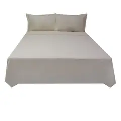 HOMETEX - Sábana Queen 100% Algodón Gold De 500 Hilo Beige