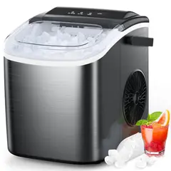 COWSAR - Máquina De Hielo Portátil De Acero Inoxidable Con Autolimpieza