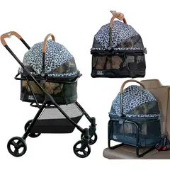 PET GEAR - Coche 3 EN 1 Mascotas 67x51x100cm Mediano Rosa