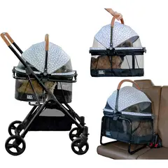 PET GEAR - Coche 3 EN 1 Mascotas 67x51x100cm Mediano Azul