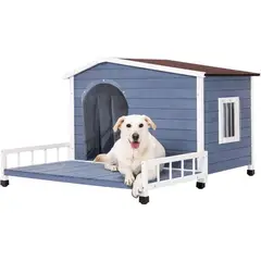 PETSFIT - Casa Para Perros Resistente 138x118x88cm Extra Grande Azul