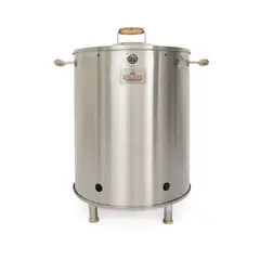 VOLCANO - Barril Asador Acero Inoxidable Jupiter Gigante 90x60 Cm Manijas Teca