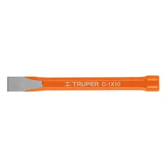 TRUPER - Cincel Profesional de 10" con Cuña de 1" y Cabeza Grande x 6 Unidades