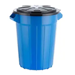 VANYASEO - Caneca Plástica 65 Litros Azul con Tapa Negro