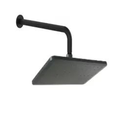 STRETTO - Regadera Rectangular 9"Cm Pulizia Negro Mate Con Brazo 30 Cm