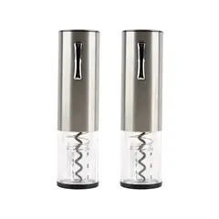 CHEF MASTER - Set x2 Sacacorchos Eléctrico Usb Kit Descorchador Completo Gris