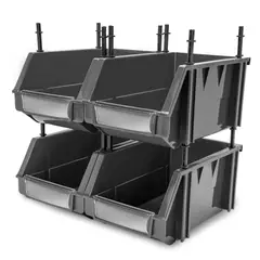 ENERGY PLUS - 4 Modulares Abiertos Organizadores Plásticos de Inventarios 20kg Gris