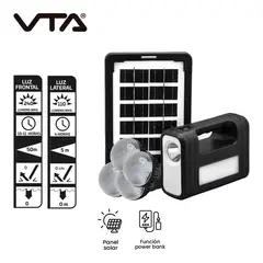 VTA PLUS - Kit Multifuncional De Carga Solar 4 Bombillos Vta