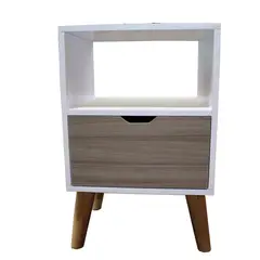 MAOS CENTRY - Mesa De Noche 1 Cajón Patas De Madera 40X60X35Cm