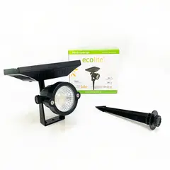 ECOLITE - Estaca LED Solar 5W Negro Luz Calida 400 Lumenes