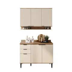 BERTOLINI - Cocina Integral En Mdp 120Cm Con Mesón 6 Puertas Freijo Y Gris