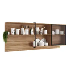 BERTOLINI - Mueble Superior Multiuso de Cocina 200cm Mdp Estilo Industrial Freijo