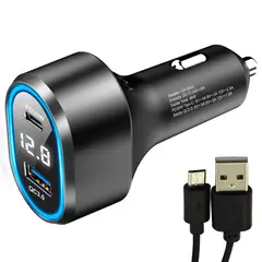 undefined - Cargador USB Rápido Qc3.0 + Tipo C Voltímetro Carro