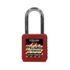 STEELPRO - Paq x 2und Caja x 5und Llave Maestra - Candado Grillete Acero/cuerpo Pa Color Rojo