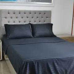 HOGARETO - Juego De Sábanas Color Negro Cama King 200X200