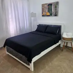 HOGARETO - Juego De Sábanas Color Negro Cama Doble 140X190Cm